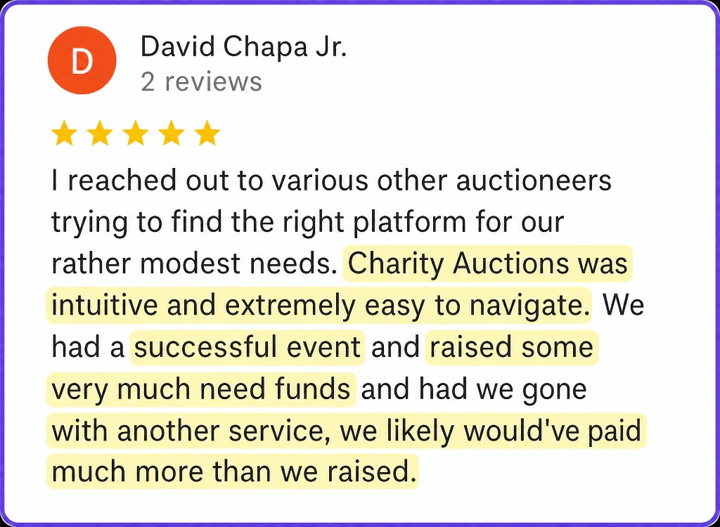 5-star review from David Chapa Jr. about an easy platform that cost less than other services