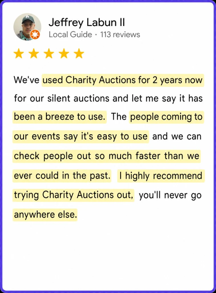 5-star review from Jeffrey Labun II about two years of easy use and faster checkout