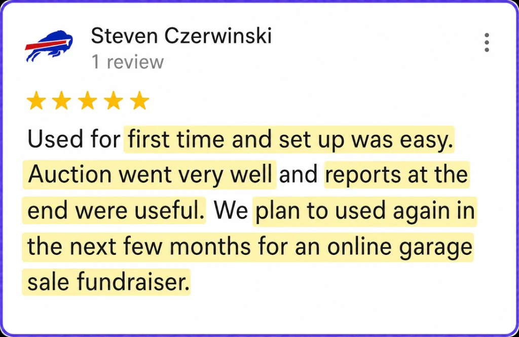5-star review from Steven Czerwinski about easy first-time setup and useful reports