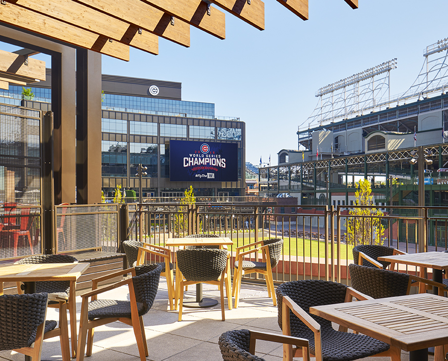 Rooftop bar with Wrigley Field view