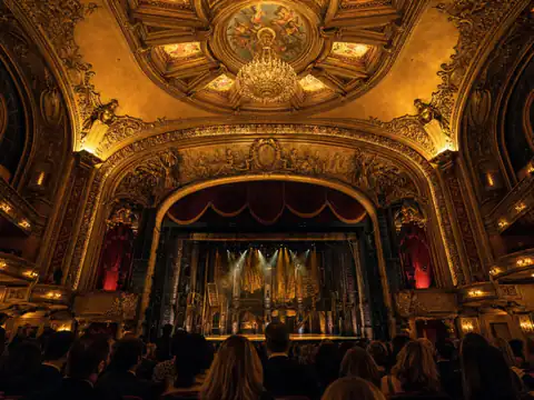 Broadway theater interior with VIP stage view