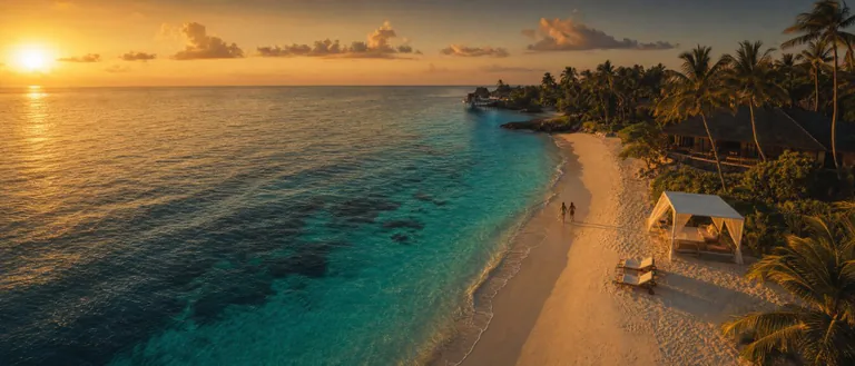 Tropical beach at sunset