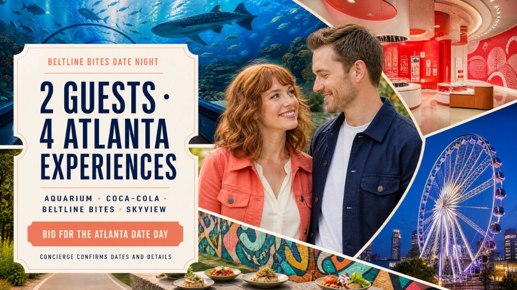 BeltLine Bites Date Night hero for two: aquarium, Coca-Cola, BeltLine walk, SkyView. Hotel not included.