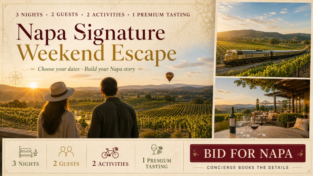 Napa Signature Weekend Escape hero for two: three nights, two activities, one premium tasting