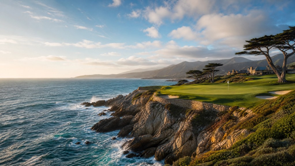Coastal fairway at Pebble Beach overlooking the Pacific Ocean