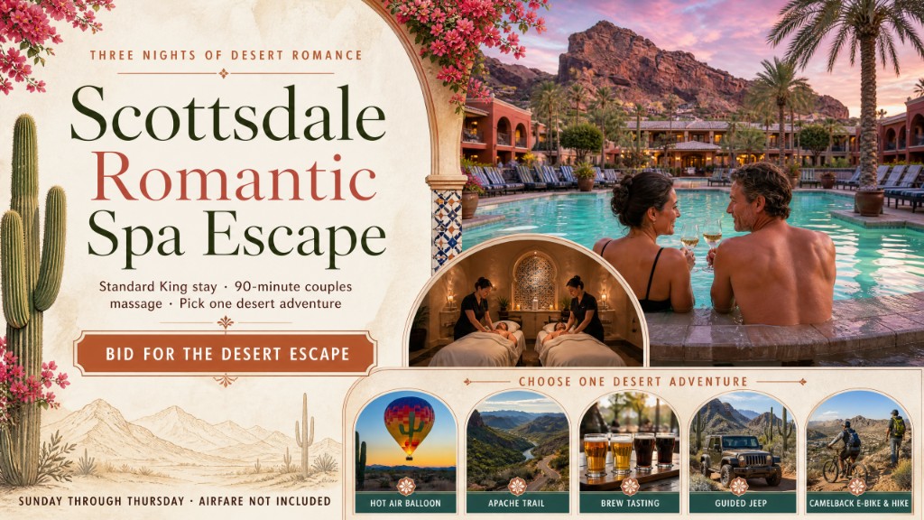 Scottsdale Romantic Spa Escape hero for two: three nights, couples massage, one desert adventure