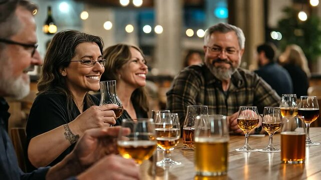 Group whiskey tasting at a Louisville bar