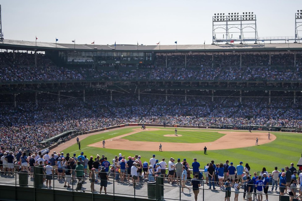 Baseball game at Wrigley Field from rooftop
